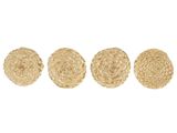 un lot de trois dessous de verre ronds en jute sur fond blanc