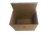 a cardboard box that is open on a white surface