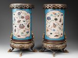 pair of chinese cloise enamel vases on stands