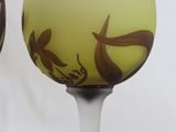 two wine glasses sitting on top of each other