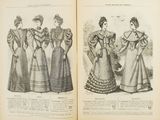 two pages from a book with pictures of women ' s fashions