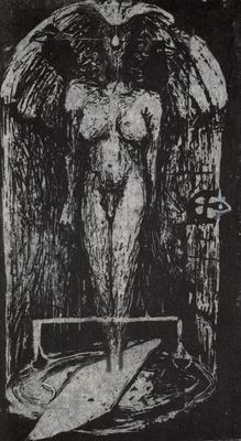 un dessin en noir et blanc représentant un ange posé sur une table
