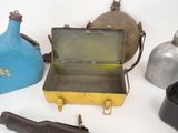 many different types of old metal items on the table