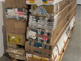 a stack of boxes sitting on a pallet in a warehouse