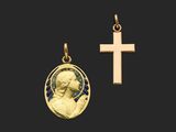 une médaille d'or et une croix sur fond noir