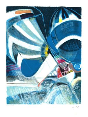 Paul AMBILLE (1930-2010) - Spys bleus, lithographie original…