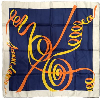 Jeanne LANVIN – Carré de soie bleu et orange.