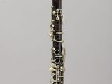 a close up of a clarinet on a clear surface
