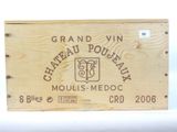 a wooden box with a label on it that says grand vin chateau poultaux moulis medoc