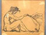 an image of a drawing of a woman sitting on the ground