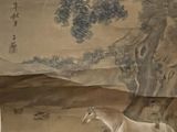 a picture of a painting of a herd of sheep