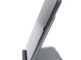 a close up of a cell phone on a stand
