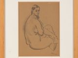 l'image d'un dessin représentant une femme assise sur une chaise