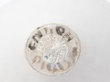 a close up of a white cup with a logo on it