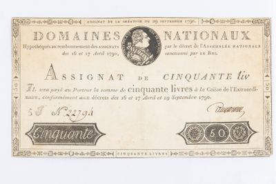 Assignat à éffigie royale - 50 Livres du 29 septembre 1790 S…