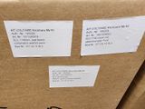 a cardboard box with some stickers on it and a box with some stickers on it