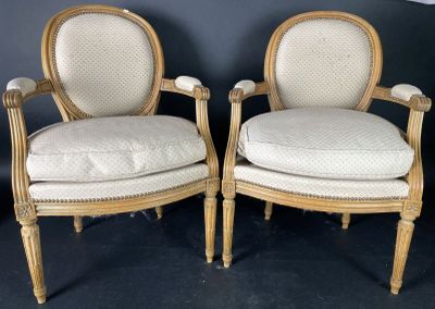 pair of louis xvi style cane back armchairs