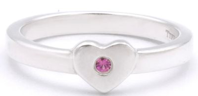 bague en argent sterling en forme de cœur, sertie d'une topaze rose