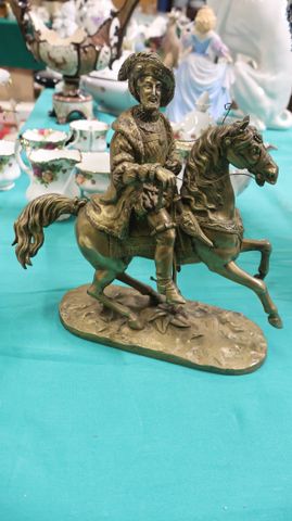 Sculpture en bronze doré « Henri IV sur son cheval » H : 28 x 27