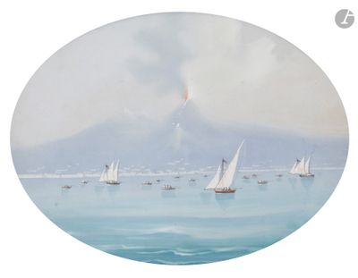 un tableau représentant un groupe de voiliers sur l'eau