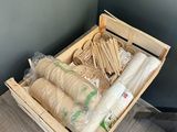 a box of yarn and other items on a table