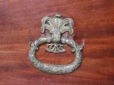 a close up of a metal door handle on a wooden door