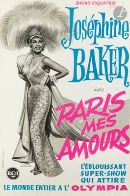 a poster advertising the paris opera ' s production of josephine baker