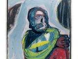 an image of a painting of a man in a yellow and green jacket