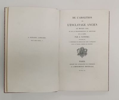(Esclavage) YANOSKI (J.) De l'Abolition de l'Esclavage Ancie…