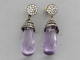a pair of amethorate and diamond earrings