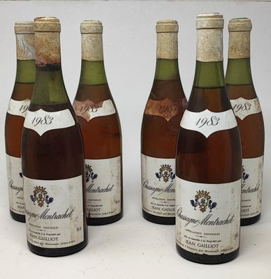 6 bouteilles CHASSAGNE-MONTRACHET Jean Gailliot 1983 (es, ta…