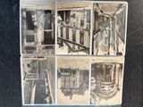 plusieurs vieilles photos en noir et blanc d'un bâtiment sur lequel se trouve une horloge