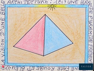 un dessin représentant un triangle avec un soleil au milieu
