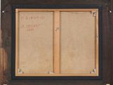an image of a painting of a wooden frame with writing on it