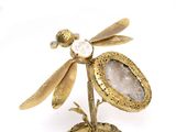brass dragonfly figurine with agate and gold accents