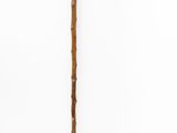 a close up of a wooden stick with a snake head on it