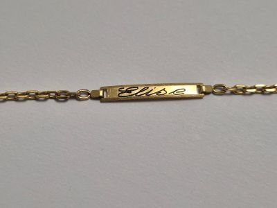 Bracelet d'identité en or jaune 750ème (18K) marquée " Elise… - Photo 1
