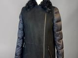 an image of a black jacket with a fur collar on a mannequin