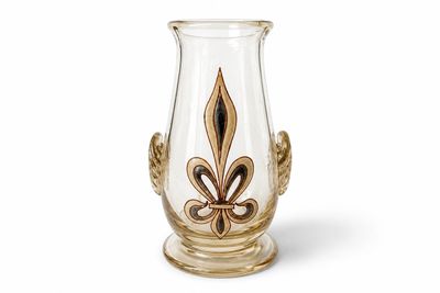 un vase en verre orné d'un motif de fleuron doré