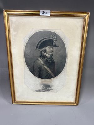 Portrait d'un artilleur Gravure en noire du XVIIIème siècle …