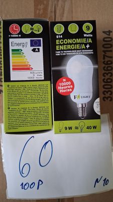 Lot de 100 ampoules FM Light E14, 9W, économie d’énergie, ar…