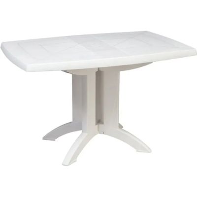 the table is white and has a square top