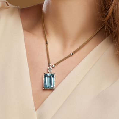 Collier Aigue-Marine ET Diamants