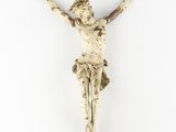 an old wooden crucif with a cross on it on a white background