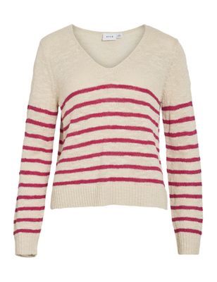 VILA CLOTHES - Pull en maille col V - Taille M - Rayures Bir…