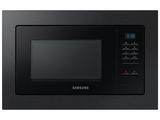 a close up of a black microwave oven on a white background