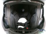 a close up of a motorcycle helmet with the vise down