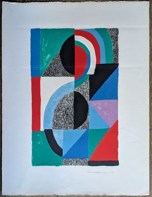 painting of abstract shapes on a white piece of paper