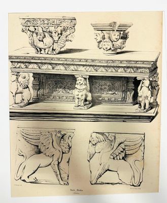 un dessin représentant une table sur laquelle se trouve un lion