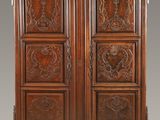 a pair of carved wood doors